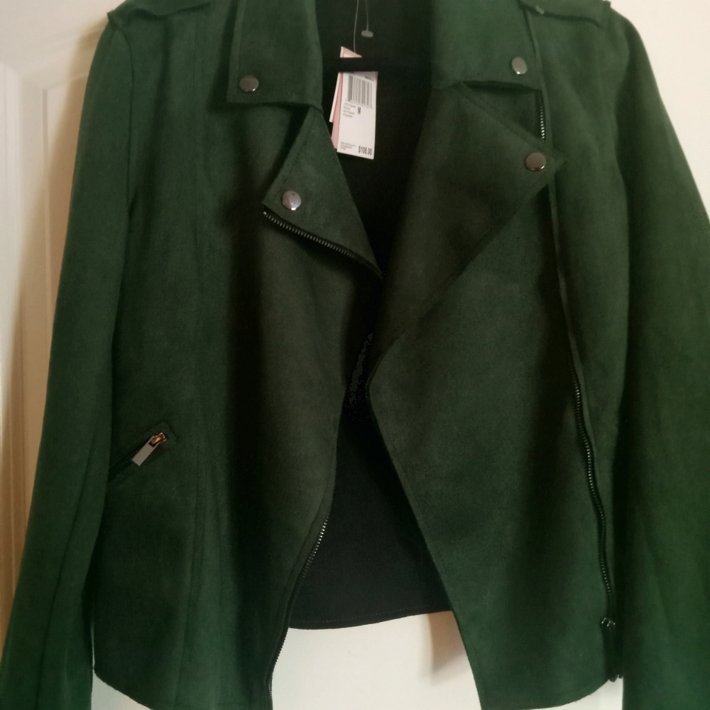Faux suede biker jacket